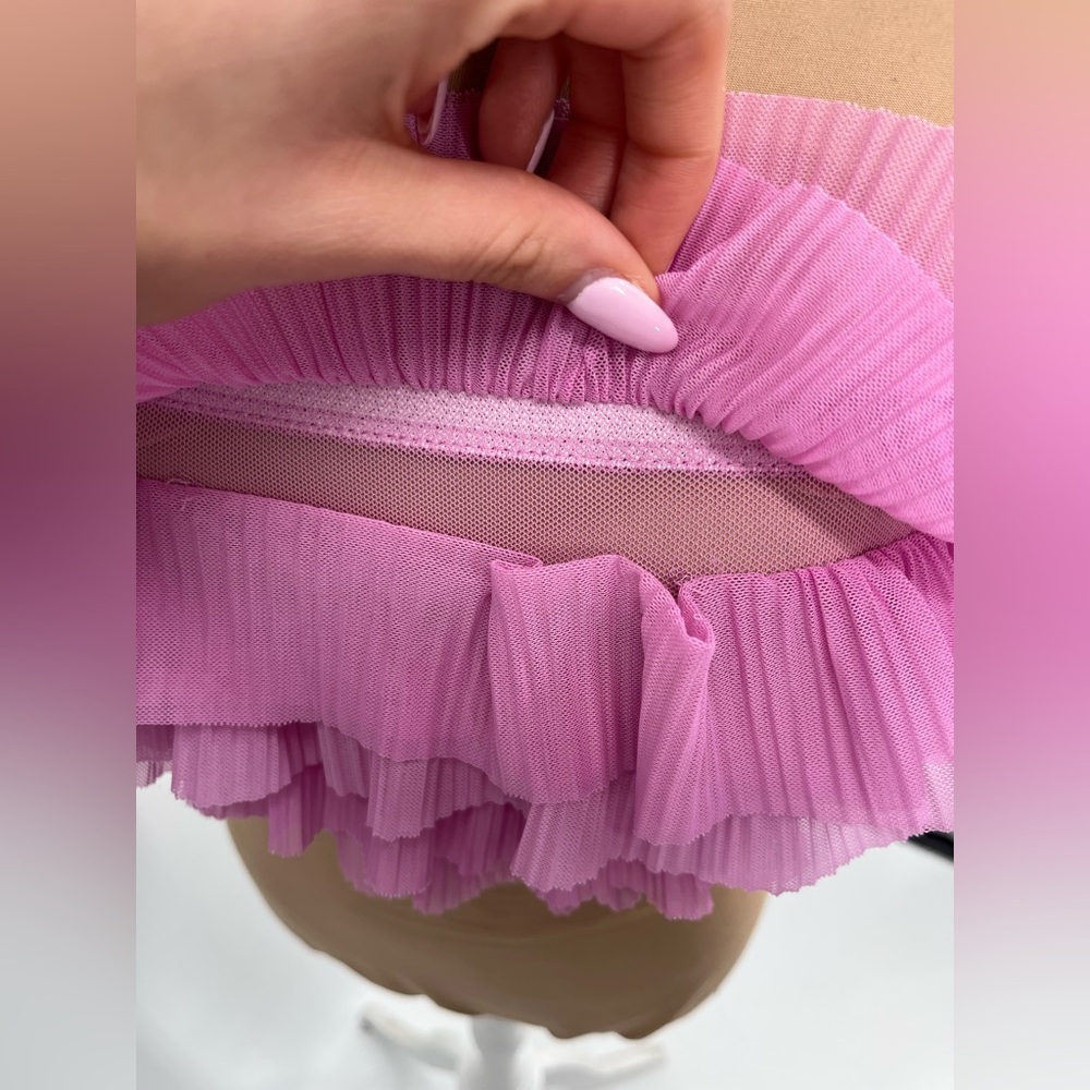 Zara pink ruffle tulle strapless crop top S party Barbiecore Y2K coquette - Picture 13 of 13